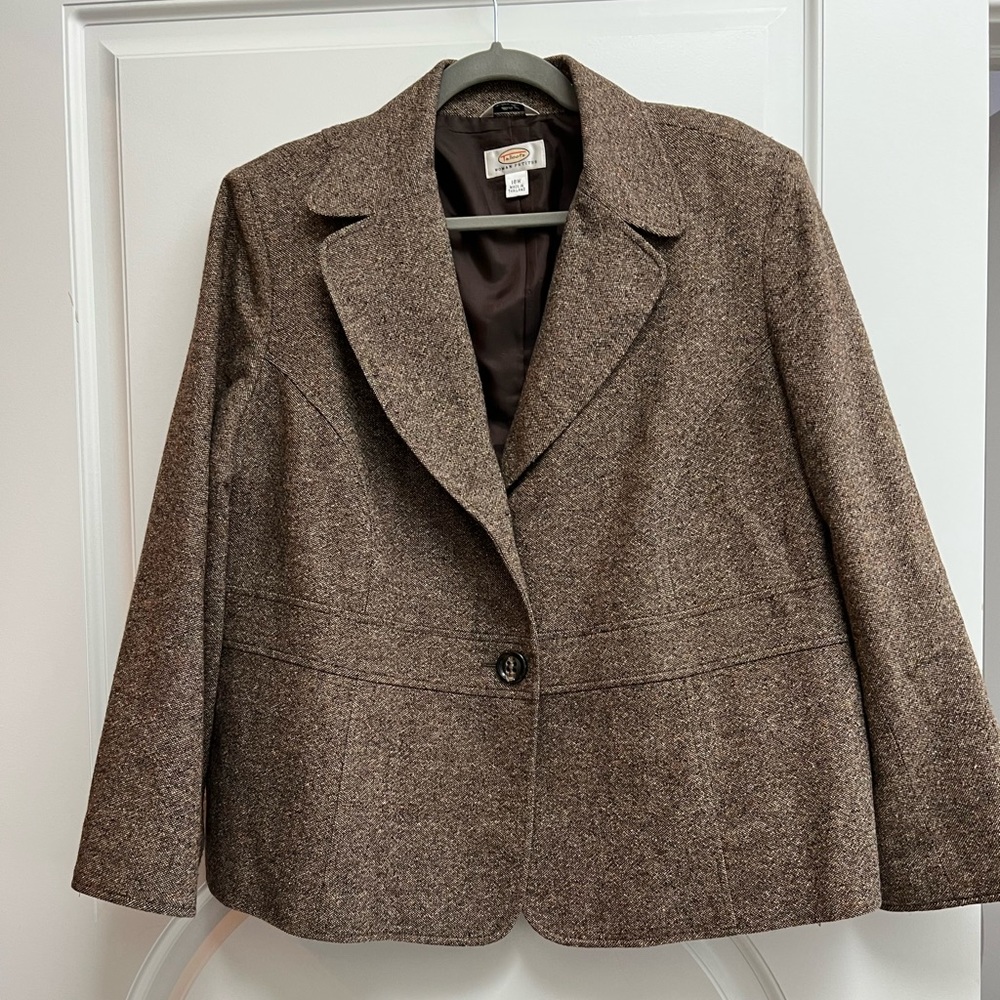 Talbots 18wp brown peplum blazer